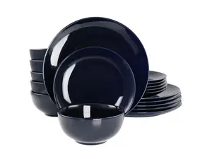 Elama Luna 18 Piece Porcelain Dinnerware Set in Dark Blue