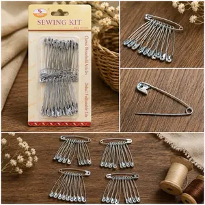 Large Silver Safety Pins Sewing Kit – Multipurpose Household Pins .paquete de alfileres