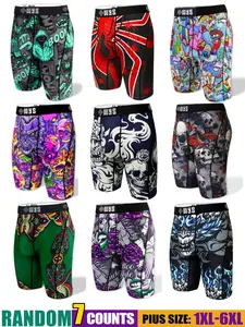 Men's Plus Size Long Briefs 1xl-6xl, Breathable Sports Underwear, Moisture Wicking, Halloween Spider Print, Quick Dry, Elastic Waist, Underwear Boxers