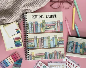 XL Reading journal, 100 book review pages, coloring pages and reading prompts plus more! diary notebook