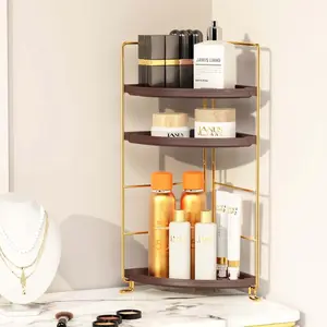 3-Tier Corner Organizer Countertop for,Counter Tray and Organizer,Counter Organizer for,, Dresser 10.6 inches (Gold Brown)