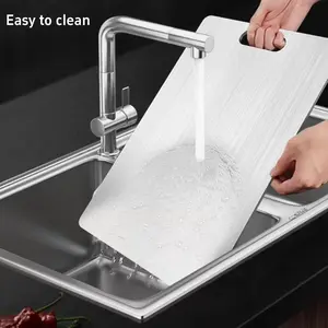 Stainless Steel Chopping Board, Non-slip Kitchen Chopping Board, Kitchen Cutting Board, Kitchen Accessories, Meat Vegetables& Uitrathin & Durable, Portable &Rust-Resistant Easy to Clean,Household Kitchen Gadgets