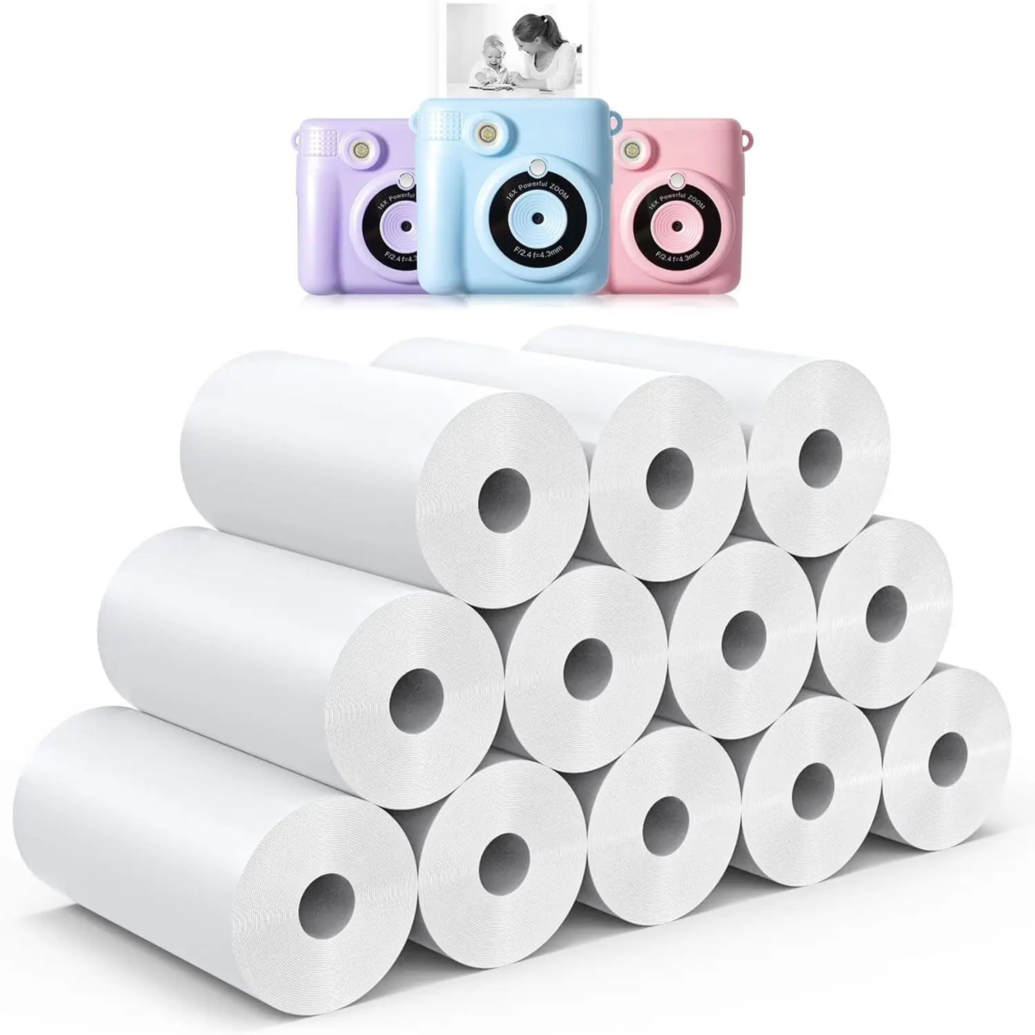 Mini Thermal Paper Roll, Width 57mm, Suitable for Portable Mini Printers, Office Use & Holiday Gifts, Versatile Use, Printer Accessories, Pack of 10 Rolls