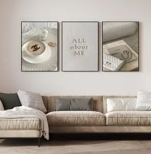Luxury Designer Set of 3 Beige Posters