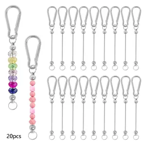 20 Silver Color Bead Keychains, DIY Keychain Making Materials, Blank Key Chains, Perfect Gift for Family Friends Colleagues, Keychain Bag Pendant