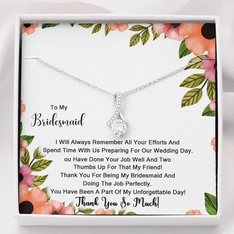 To My Bridesmaid Necklace Crystal Bridesmaid Proposal Card Necklace, Bridesmaid Proposal, Bride Tribe Proposal, Necklace Card Pendant Necklaces styles On Birthday, Christmas, Anniversary. Necklace Jewelry With Meaningful Messages Card & Box