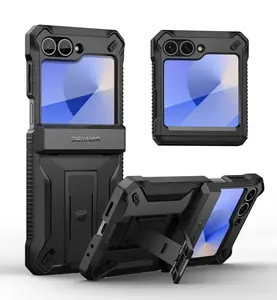 Dexnor for Samsung Galaxy Z Flip 6 Case with Stand & Hinge Protection & Front Screen Protector, Dual-layer Rugged Bumper Case Shockproof Full-body Protective Cover for Galaxy Z Flip 6 (2024)