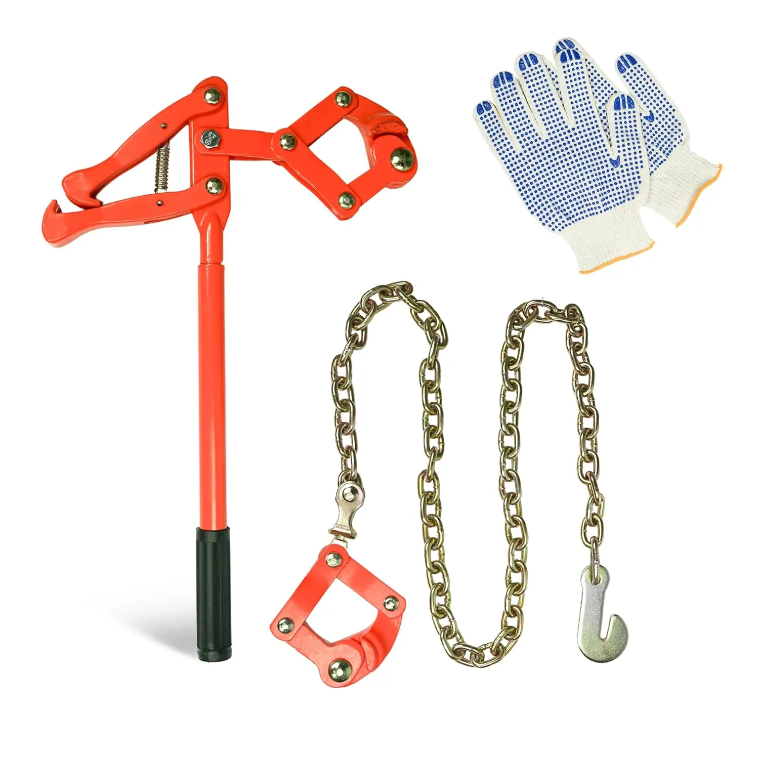 Heavy-Duty Carbon Steel Fence Stretcher Tool with Gloves, 2200 lbs Max Capacity Belt Chain Tensioner, Adjustable Wire Stretcher for Heavy Duty Pergola, Adjustable Roof Pergola Adjustment, High Capacity