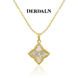 14K Gold Plated Lucky Clover Choker – Colorful Shell Four-Leaf Pendant Necklace