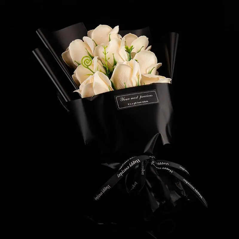 Decorative Artificial Red Mini Rose Bouquet - Satin Shiny, Lightweight, Black Packaging, Realistic, Bridesmaid Handheld Flower, Gift for Mother's Day, Valentine's Day, Wedding Centerpiece Home Accessory