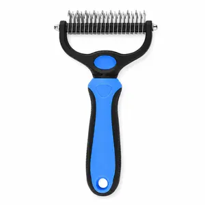 Long Fur Pet Undercoat Grooming Rake, Dual-Sided Dog & Cat Deshedding Comb, Gentle Knot Remover, Helps Cut Down Loose Hair & Tangled Coats, Daily Pet Grooming Accessory