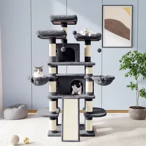 Allewie 68 Inches Cat Tree/Cat Tree House and Towers for Large Cat/Cat Climbing Tree with Cat Condo/Cat Tree Scratching Post/Multi-Level Large Cat Tree/Beige/Pink/Light Grey/Smoky Grey/Leopard Print,#TikTokShopBlackFriday #Christmas Gifts