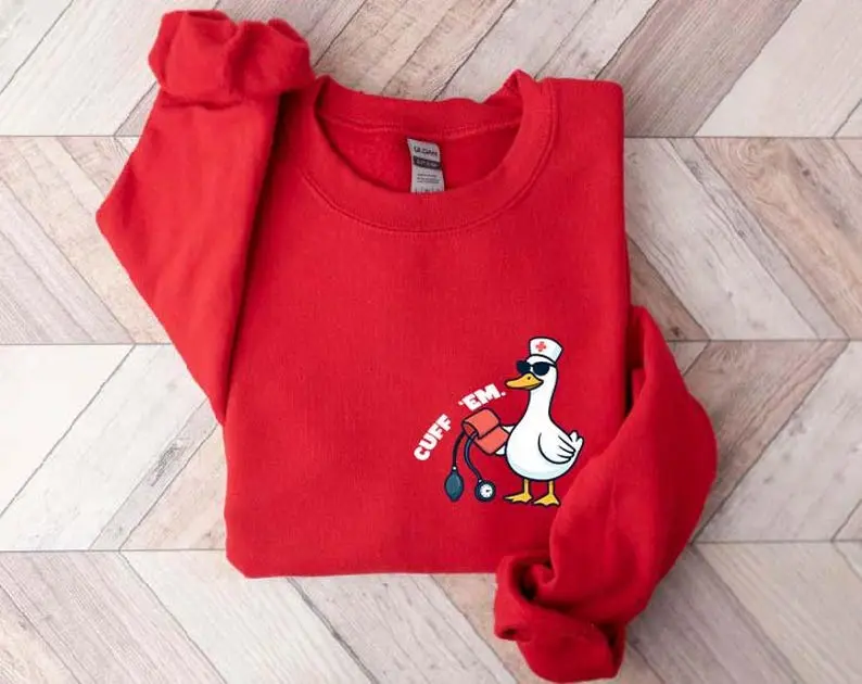 Goose Nurse Sweatshirt, Cuff Em Nurse Practitioner Sweatshirt, ER Nurse Sweatshirt, Nursing Graduation Gift Sweater, Cute Nurse Sweatshirt