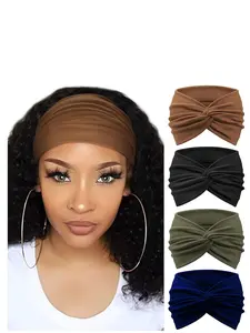 4pcs Boho Yoga Sports Headbands, Elastic Non-Slip Wide Sweat-Wicking Crossed Hair Bands for Women, Ideal for Yoga and Daily Use