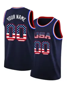 Mens Custom Name Printed Basketball Jersey, Patriotic American Flag Design and Number 00, Sport Style, Leisure, Running, Workout, Basketball, Outdoor Activity