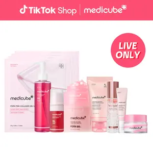 [LIVE Exclusive] [medicube] shopbluewater PDRN Full SET | Complete Glow+Firming Skincare Set | Jelly-to-Foam Cleanser, Gel Toner Pad, PDRN Bubble Serum, PDRN Capsule Cream, Mist Serum, Eye Serum, Overnight Wrapping Mask | Radiance-Boost Routine | K-Beauty