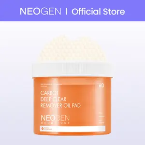 [NEOGEN Official] Carrot Deep Clear Remover Oil Pad (60pads) l remove waterproof makeup l oil cleanse I Waterproof Makeup Remover Pads | Gentle Oil Cleanser for Sensitive Skin | Korean Skincare Cleansing Pads