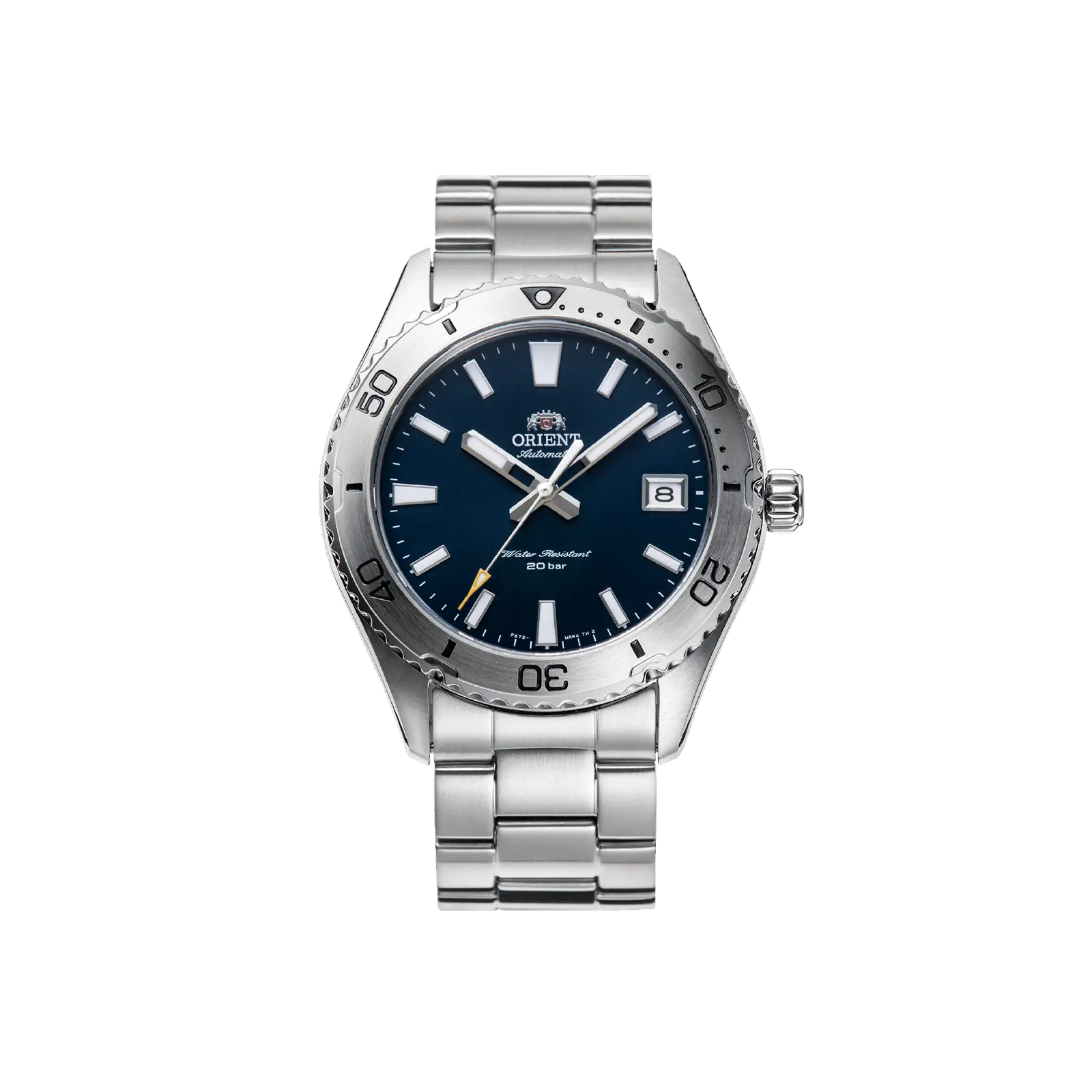 Orient Men's Diver-Style Automatic Mechanical Watch - Stainless Steel, Blue Luminous Dial, Sapphire Crystal, 200m Water Resistance, Model RA-AC0Q02L30B, Automatic Watches, Luminescent, 120‑Click Bezel, 100M - 200M