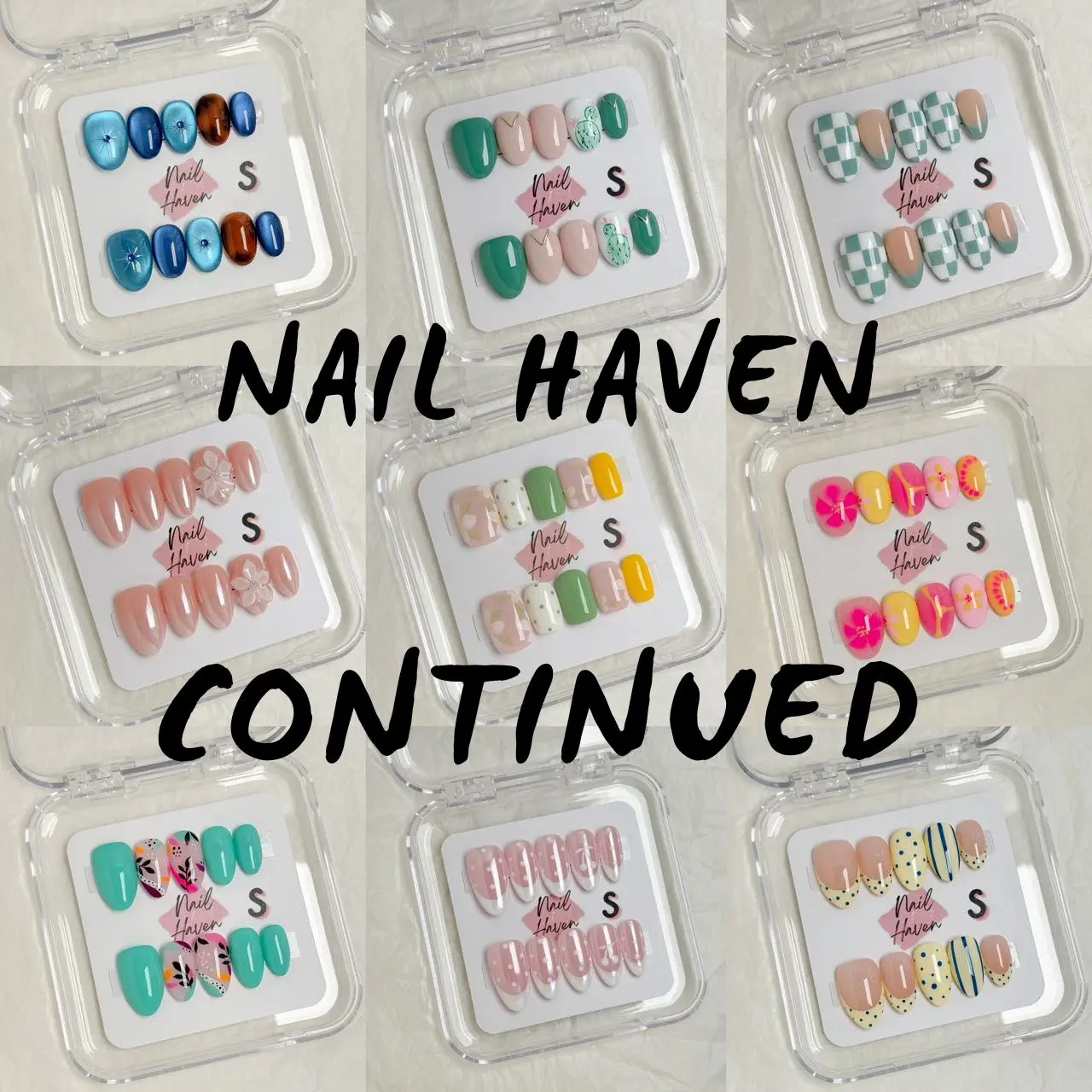 Nail Haven In-House Continued Collection | 10pcs handmade press-on nails made by our own workshop