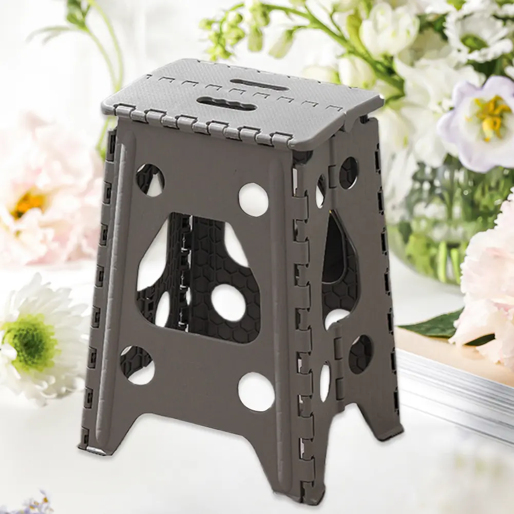 18-Inch Folding Step Stool for Adults, Sturdy Heavy-Duty Collapsible Plastic Step Stool with 400 lbs Capacity, Non-Slip, 18.11x12.6x9.84inch (460.00x320.00x250.00mm) for Dorm, Camping Use, Rv, Fishing, Indoor/Outdoor, Anti-Slip Textured Rubber Strips, Dur