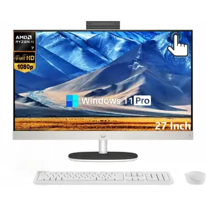 HP All-in-One Desktop Computer 27 Inch Touchscreen, AMD Ryzen AI 7 350 w/50 NPU Tops, 32 GB DDR5, 2/4 TB SSD, FHD IPS Display, Copilot+ PC, Wi-Fi 6, BT 5.4, FHD Cam, Windows 11 Pro, Wireless KB & Mouse