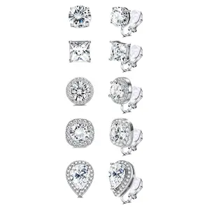 FASACCO Cubic Zirconia Clip-on Earrings for Women Non-Pierced Clip Earrings with Sparkling CZ Stones Elegant and Durable for Gift Jewelery