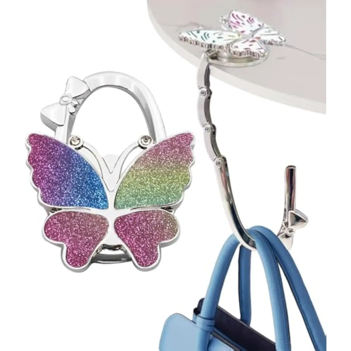Portable Purse Hook for Table Foldable Handbag Hanger Folding Bag Holder Colorful Bling