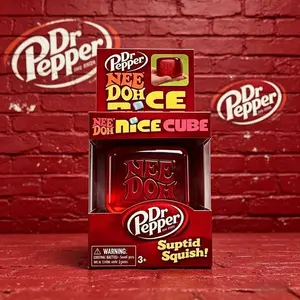 Needoh Nice Cube Water Drop Squeeze Toy Dr Pepper, Red Stylish Sensory Stress Relief Ball, Soft Squishy Fidget Toy, Relaxing Anxiety Reducing Hand Toy, Perfect Gift for All Ages Hot