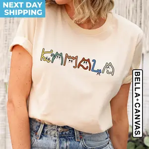 Kamala Cat Shirt, Rainbow Cat Mom Tee, Childless Cat Lady, Kamala Harris Vote 2024 President Election Political Shirt, Cat Ladies for Kamala