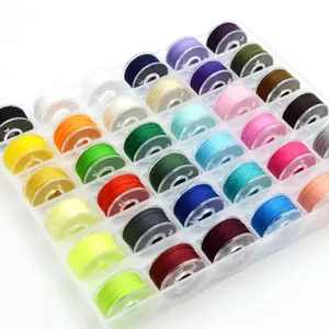 36pcs Type L Size Assorted Colors Prewound Bobbin Thread Plastic Side for Commercial & Home Embroidery and Sewing Machines