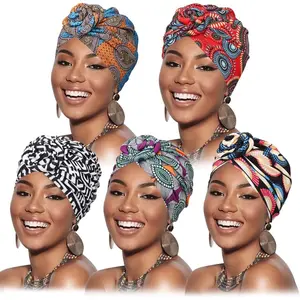 5 Pack Knotted Headwraps for Women African Turban Pre-Knotted Beanie Headwraps Hair Covers scarf tiktokshopspringglowup