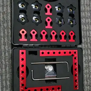 12-Piece 90-Degree Clamp Kit with 4 Aluminum L-Squares & 8 Bar Clamps | All-in-One Woodworking Jig Set for Fast, Accurate Box, Frame and Cabinet Assembly