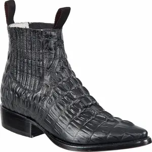 Botines Charros de Cocodrilo Cola Grabado Horma Puntal DIE-4205