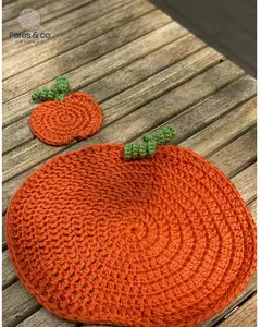Autuum Pumpikin Fall Placemats - 4 counts Autumn Round Place mats Set, Thanksgiving harvest cricle placemat, buffalo plaid leaves table plate mat for kitchen dinner dining party decor 15i nch