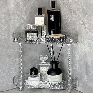 Corner Bathroom Counter Organizer,Vanity Skincare Perfume Organizer Tray,Makeup Organizer Countertop,Bathroom Storage Corner Shelf