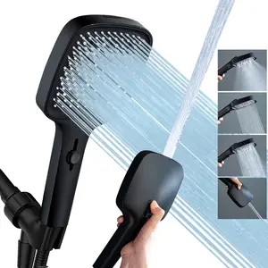 Pressure Increasing Shower Head with Four Modes Handheld Showerhead with Stand and Hose for Enhanced Bathroom Experience Large Panel High-value Stylish and Versatile