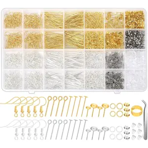 Hypoallergenic Earring Making Kit, 2000Pcs Earring Making Supplies Kit with Earring Hooks, Earring Findings, Earring Posts, Earring Backs, Earring Pins Jump Rings for Jewelry Making Supplies