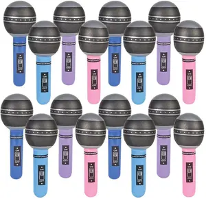 Inflatable Microphones, 24 Piece Set, Pretend Play Microphone Inflates, Durable Water Pool Toys in Assorted Colors, Fun Birthday Party Favors for Kids