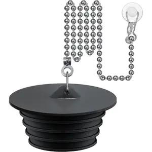 Bathtub Stopper,  Tub Drain Stopper/Plug/Cover with 27.5" Stainless Steel Beaded Chain, Shower Bath Drain Water Stopper
