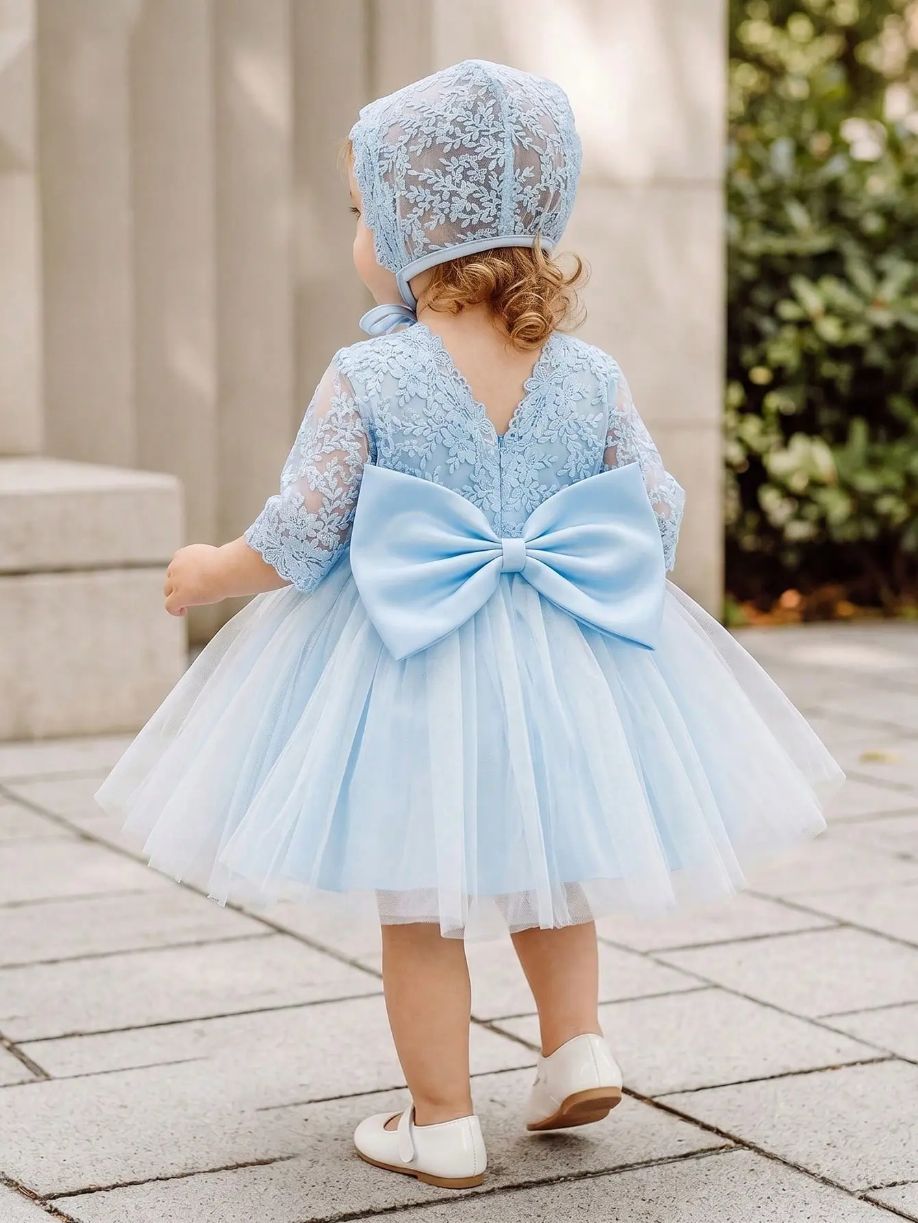 Baby Girls Partywear White Dress Set, Christening Gown Outfit, Flower Girl Weddings Tulle Ruffle Skirt, Princess Dress, Birthday Party Baptismal gown