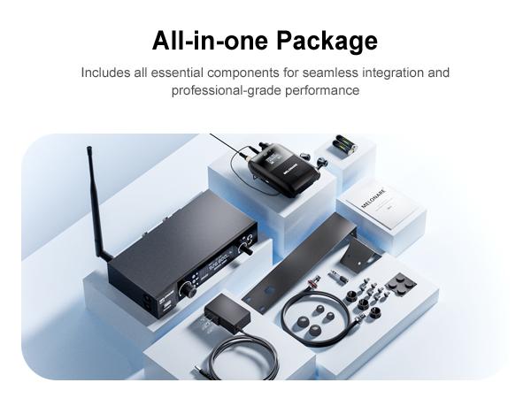 Wireless in-Ear Monitor System, Auto Scan IEM System Stereo w/Bodypack Receiver & Earphones, 50 Tunable Frequencies 164ft Range, in Ear Monitors for Musicians, Bands, Studio (SD-2-1R)