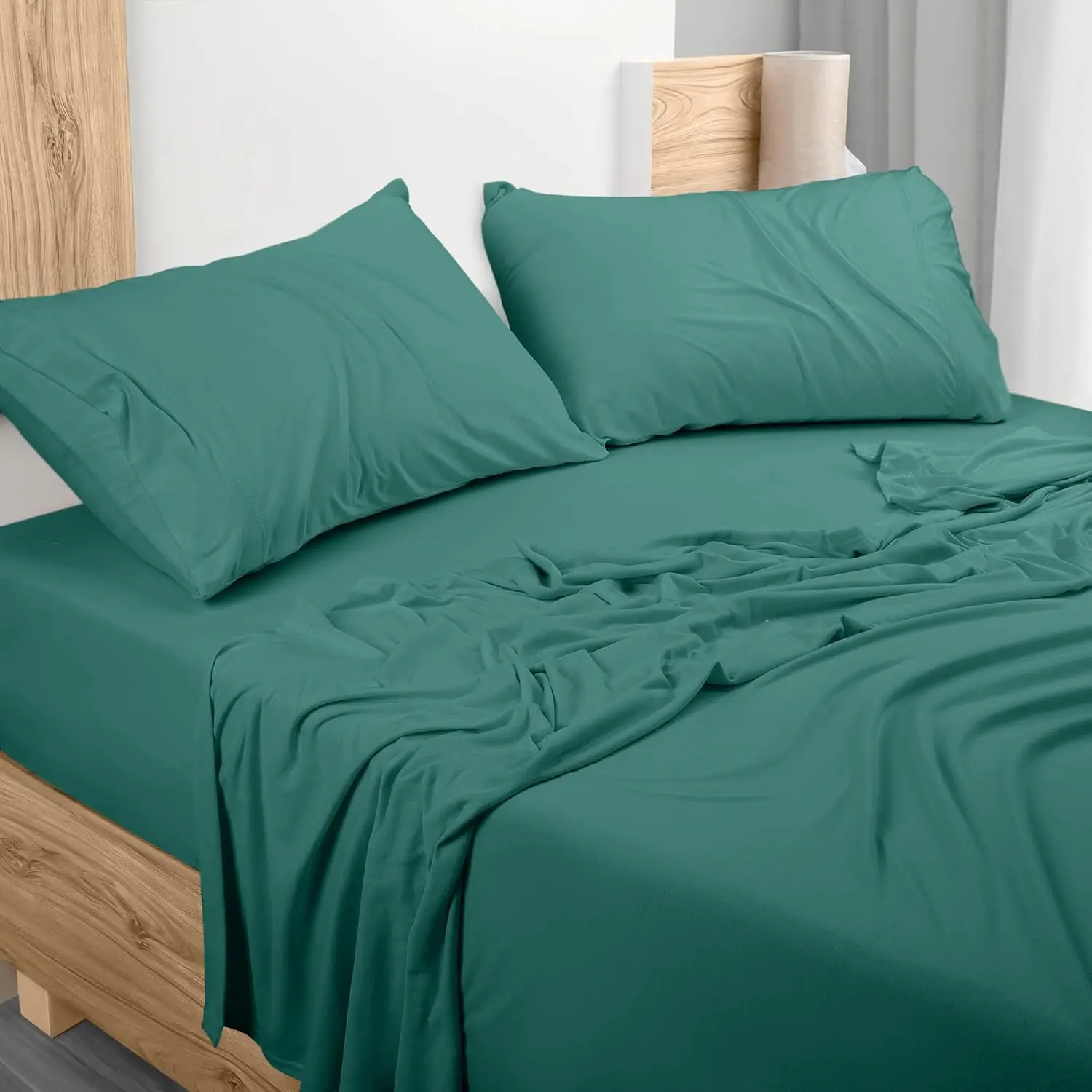 Queen Sheet - Jersey Knit Sheets 4 Queen Jersey Sheet - Jersey Sheets - T-Shirt Stretchy Sheets (Queen, Green)