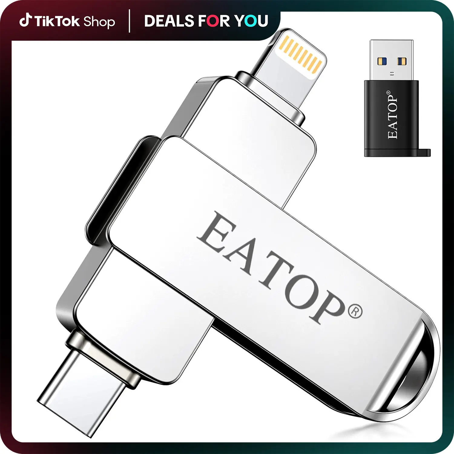 EATOP USB Flash Drive Intended for iPhone iPad, Memory Stick Storage for Photos and Videos Backup, Compatible with iPhone iPad Android PC, Plug and Play, No Application Required summerwins