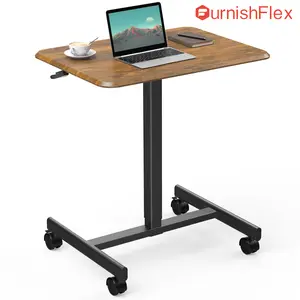 SweetFurniture Small Mobile Rolling Standing Desk - Overbed Table, Teacher Podium with Wheels, Adjustable Work Table