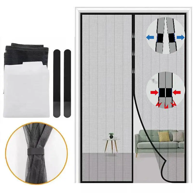 Heavy-Duty Mesh Screendoor 39 x 83 in, Solid Bug Net for Front Doors, Hands-Free & Pet-Friendly Fit for French & Sliding Doors, Automatic, Easy Install, Magnetic Closure, Door Entrance, Outdoor