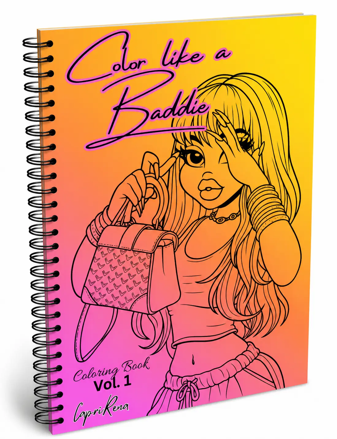 Color Like a Baddie Vol.1 Adult Paper-Based Spiral-Bound Artist-Friendly Coloring Book - Relaxation Tool, Creativity Booster, Inner Confidence Unleasher, Includes Affirmations Key Chain, Women's Relaxing Gift, Coloring Books