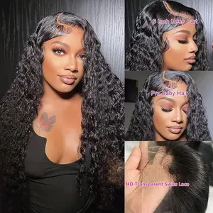 Bling Hiar 30 32 Inch Deep Wave Water wave Frontal Wigs hd lace wig 13x6 human hair Curly Wig For Women choice Pre Plucked