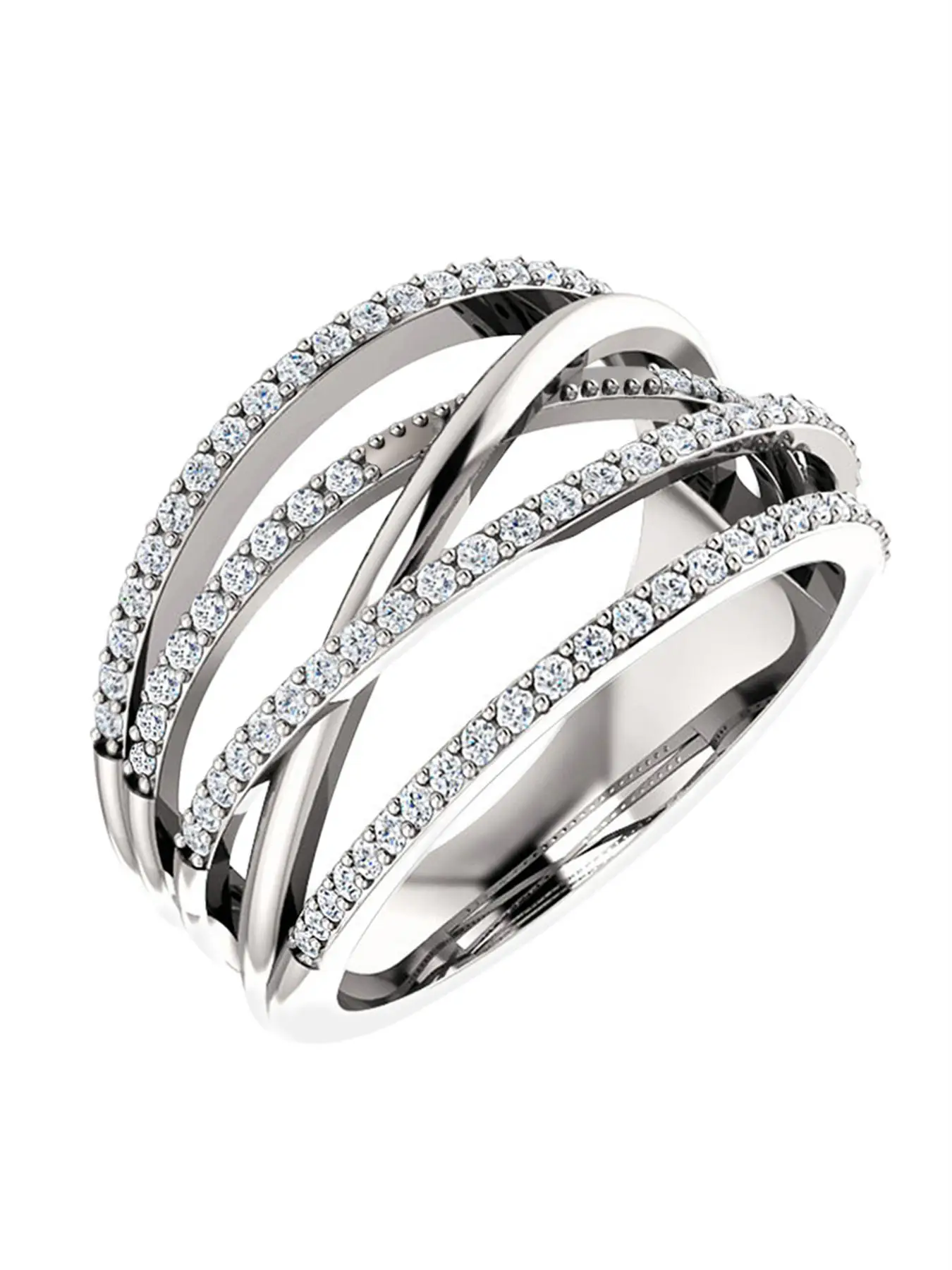 Fashion Chic Rhinestone Criss Cross Promise Ring for Women, Hollow out Rings Jewelry, Casual Matching Jewelry for Party, Female Classic Fashion Access