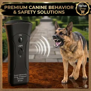 Dog Barking Deterrent , Ultrasonic Anti Barking Device for Dogs, Dual Emitter 50ft Range Security Training Tool, 25KHz Professional Bark Silencer with Flashlight & Dual-Frequency Control without Battery, Effective Dog Whistle for Indoor & Outdoor Training