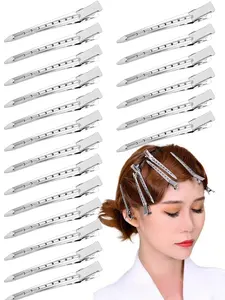 10pcs/20pcs Women Simple Chic Hollow Design 3.54in Alloy Silver Hair Clips, Hair Clips Metal, Suitable For Daily Makeup, Hair Salon Styling, Y2K Style Claw Clips, Hair Barrettes